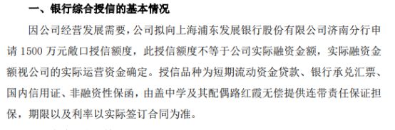 PG电子模拟器在线试玩鸿星科技拟向银行申请1500万授信 由盖中学及其配偶路红霞(图1)